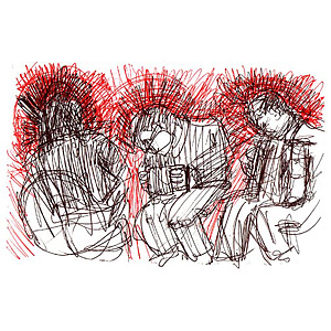 drawing of Celtic music trio