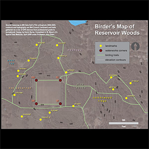 digital mapping of bird trails / Reservoir Woods 2